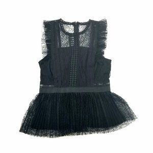 Heartloom Black Lace Pleated Peplum Top, sz. Small